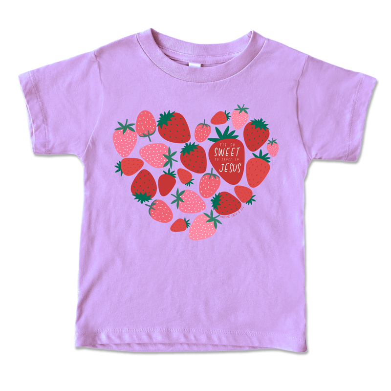 Tis So Sweet To Trust In Jesus Strawberry Toddler T-Shirt: Purple / 5/6