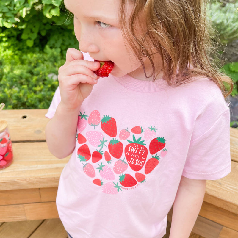 Tis So Sweet To Trust In Jesus Strawberry Toddler T-Shirt: Purple / 5/6
