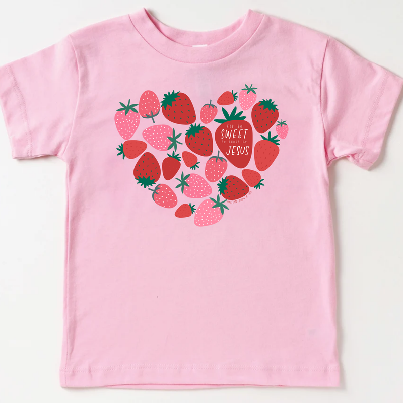 Tis So Sweet To Trust In Jesus Strawberry Toddler T-Shirt: Purple / 5/6