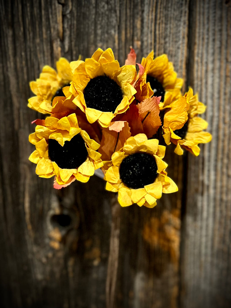 12" Yellow Sunflower Spray