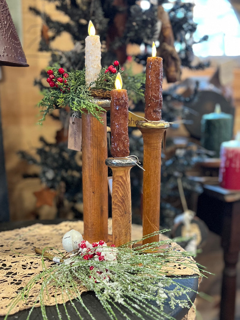 Antique Textile Spool Candlesticks