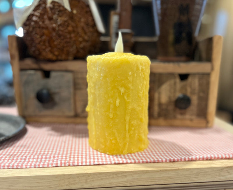 Delighted Home Hand Waxed LED Pillar Yellow