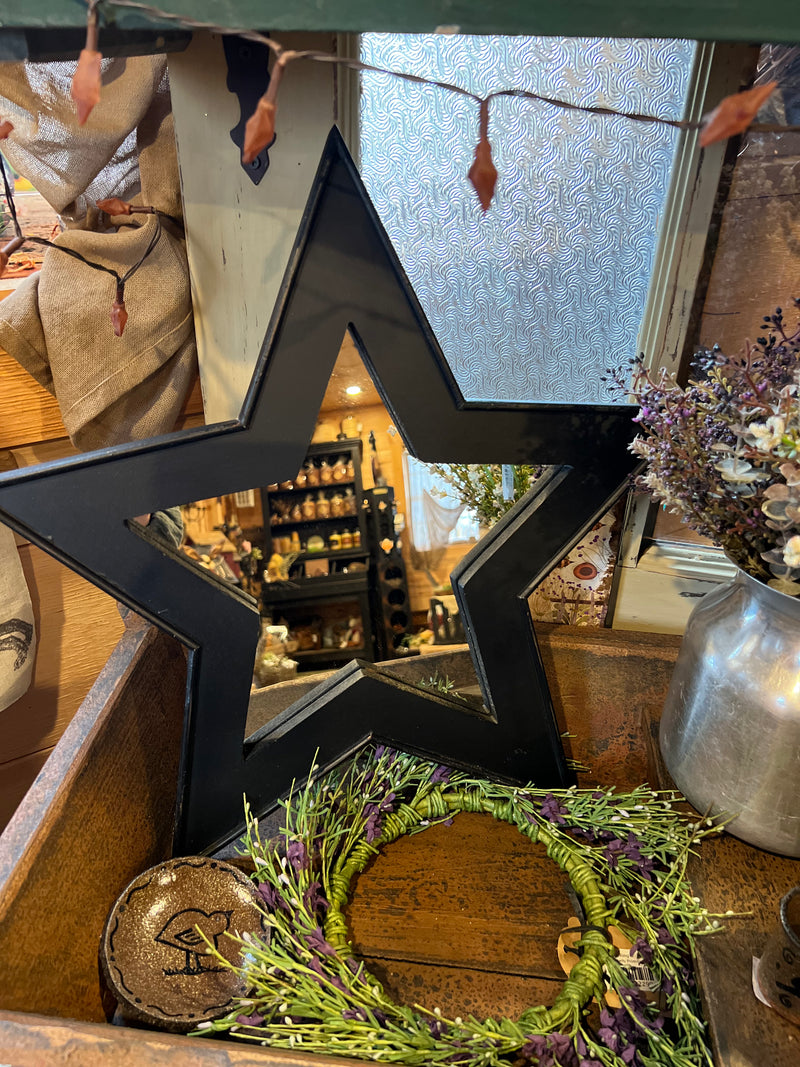 Black Wooden Star Mirror