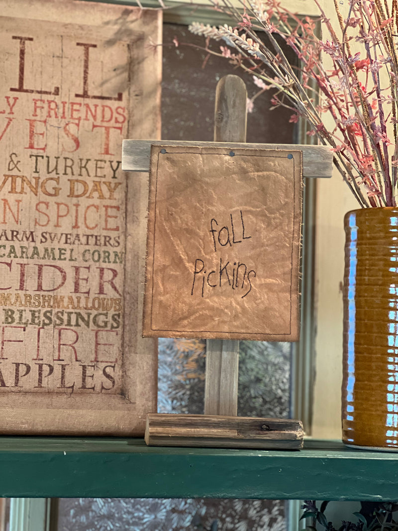 Hanging Primitive Fabric On Stand - Fall Pickins