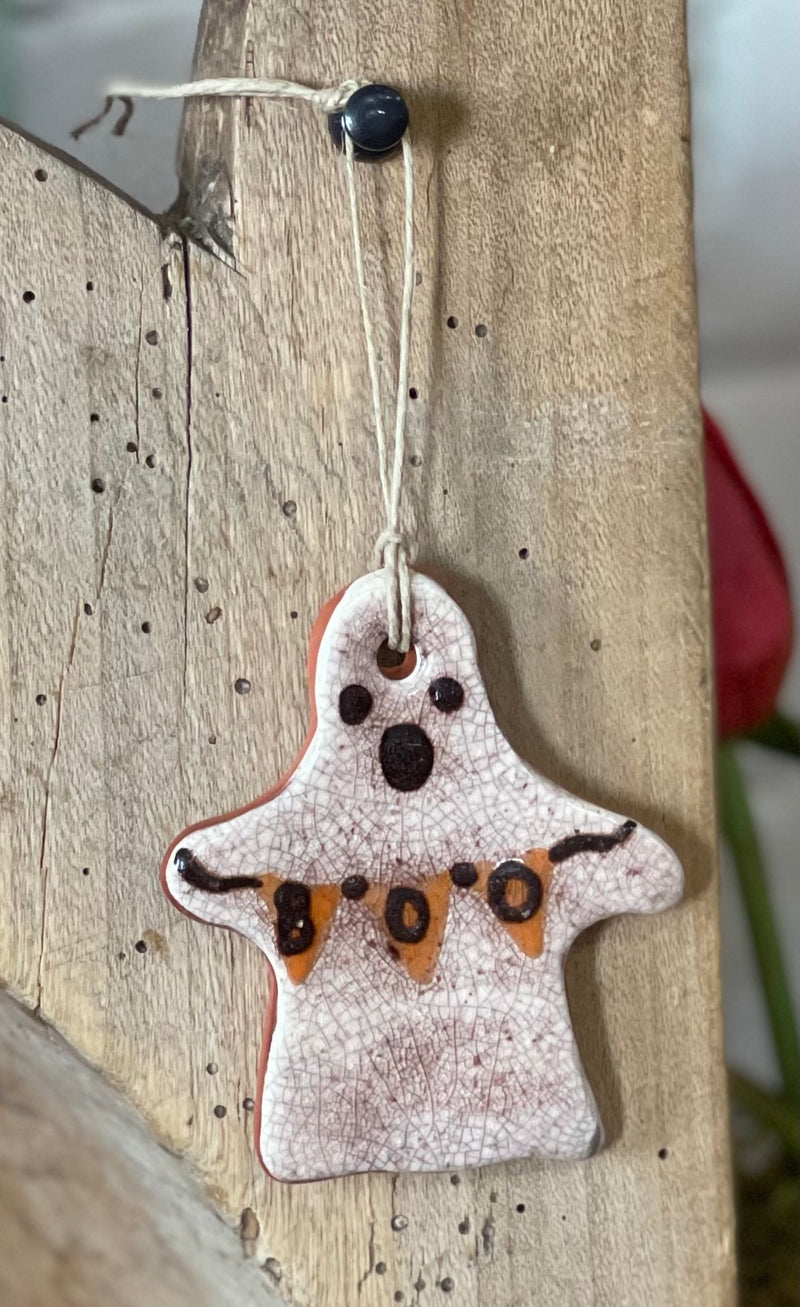 Redware Ghost Ornament Boo